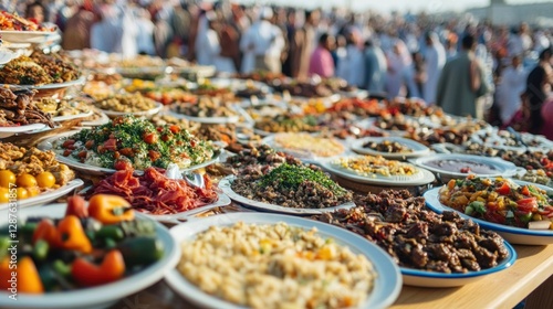 Wallpaper Mural Large buffet presenting variety of dishes for guests enjoying outdoor celebration Torontodigital.ca