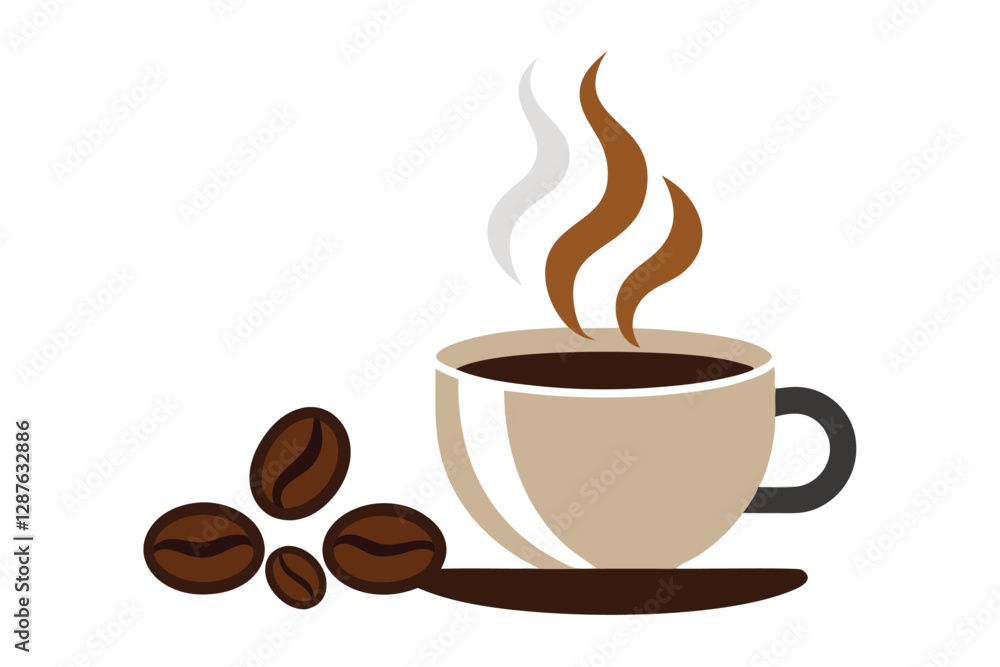 Obraz premium Minimalist cup of coffee vector illustration, perfect for branding, menus, and digital designs.