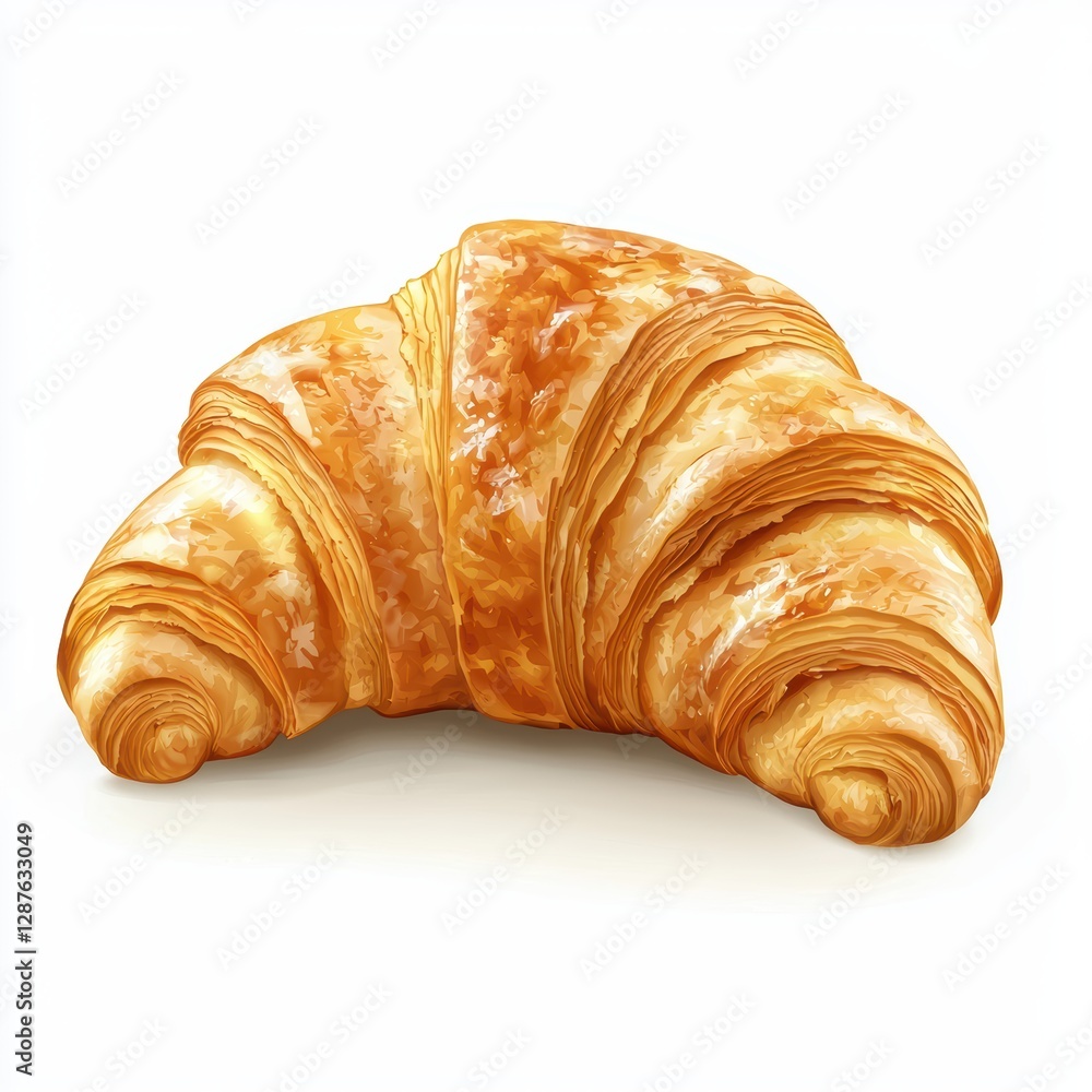 Fototapeta premium Croissant with golden crust isolated on white background