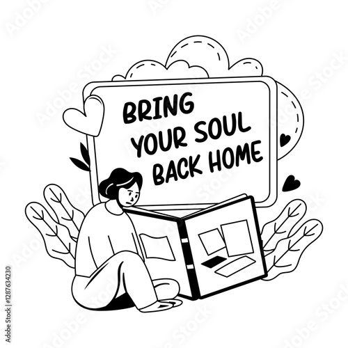 A glyph illustration of a sad character missing someone 