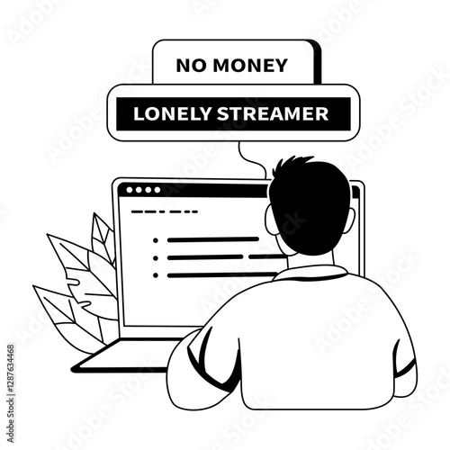 Online streaming character illustration in glyph style 