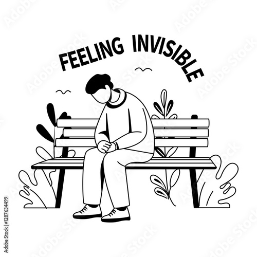 A glyph illustration of a character feeling invisible 