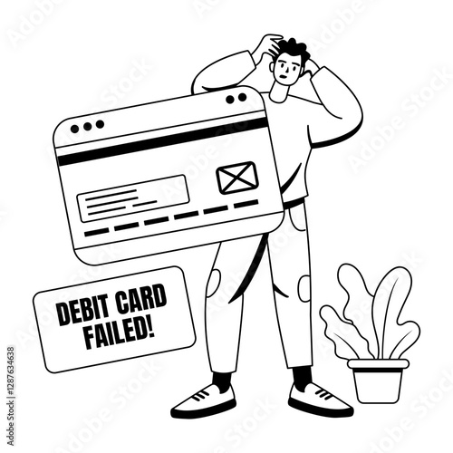 A glyph illustration of character having card error 