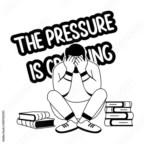 A glyph illustration of a stressed man 