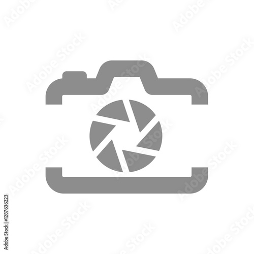 Photo camera with aperture. Simple photography symbol vector icon.
