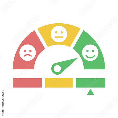 Customer rating with speedometer. Good and bad evaluation, happy and sad face voting vector icon.