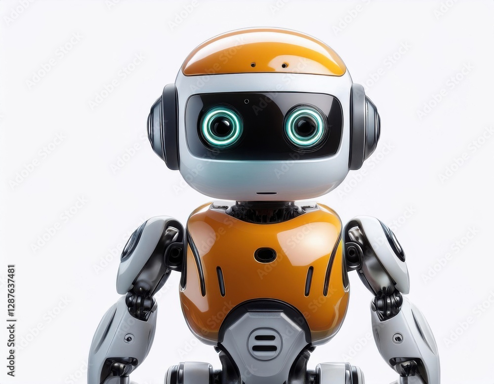 Cute Mini ai robot isolated on transparent background Cute Mini ai robot isolated on transparent background