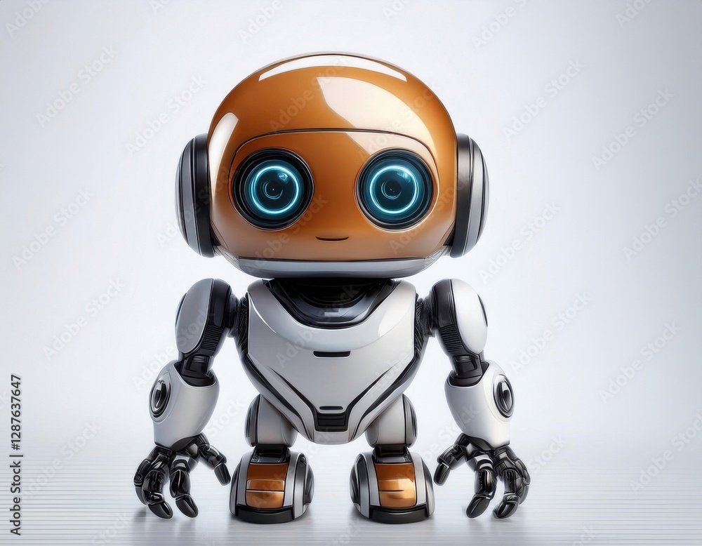 Cute Mini ai robot isolated on transparent background Cute Mini ai robot isolated on transparent background