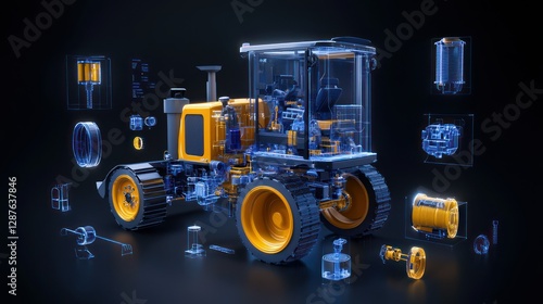 Mechanical Marvel: A deconstructed tractor unveils its intricate internal workings, highlighting the precision engineering behind this powerful machine, ready to conquer the field.