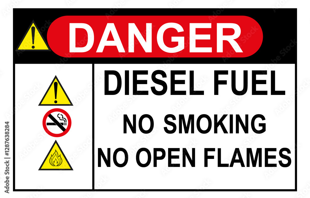 Fototapeta premium danger warning sign,Flammable material diesel fuel sign