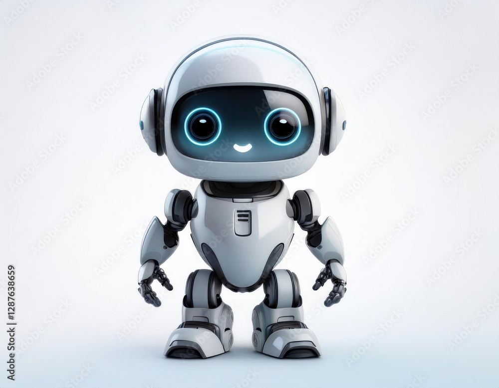 Cute Mini ai robot isolated on transparent background Cute Mini ai robot isolated on transparent background