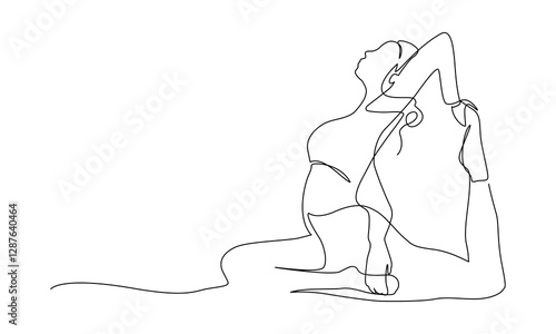 Yoga pose in one continuous line drawing. One line poster. Outline Yoga Pose. For interior design and presentations. Vector illustration.