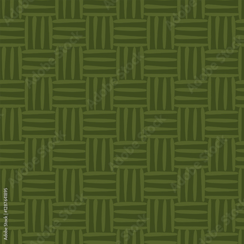 Green Rattan seamless pattern. Texture of the weave. Vector illustration. 