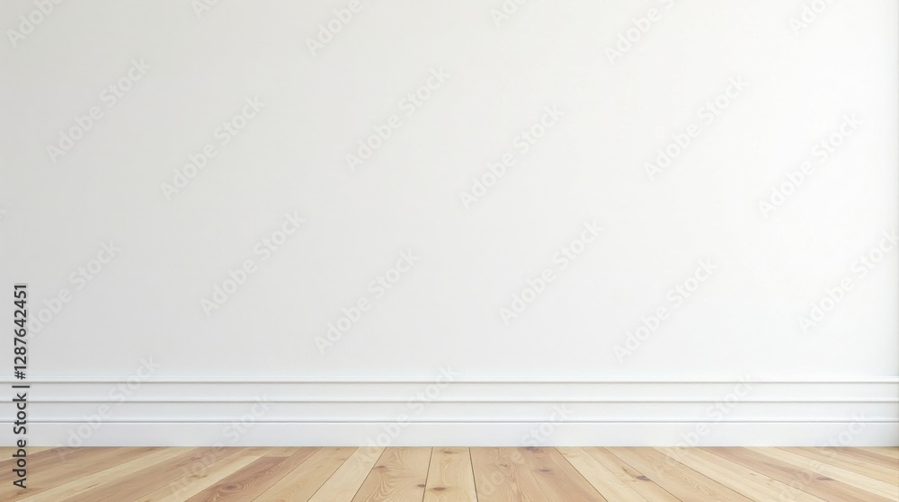 Clean Minimalist Interior Empty Room with White Walls and Light Wood Floor Ideal for Design Mockups and Home Decor Presentations Clean Minimalist Interior Empty Room with White Walls and Light Wood Floor Ideal for Design Mockups and Home Decor Presentations