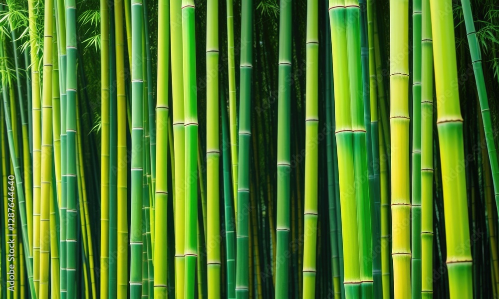 Fototapeta premium Vibrant green bamboo forest capturing natural serenity and tranquility