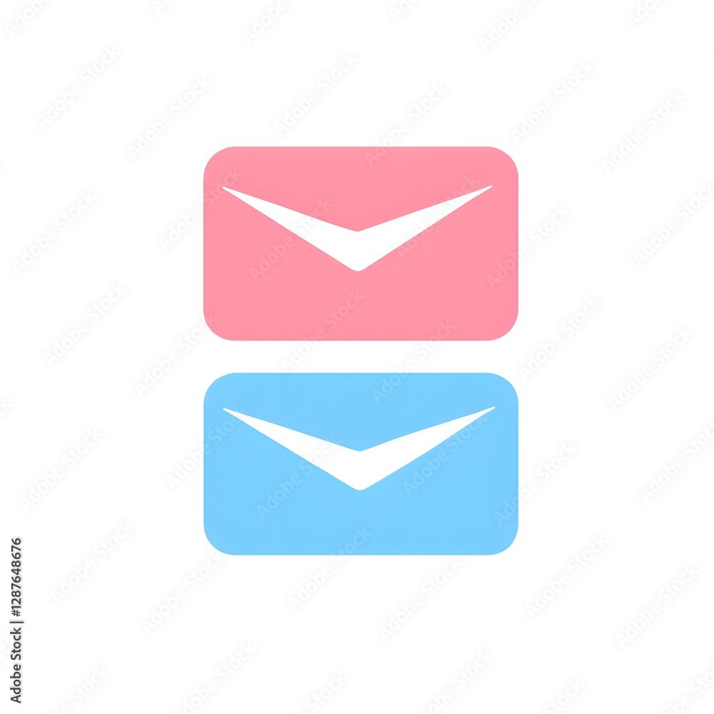 Pastel Pink and Blue Mail Icons on White Background Pastel Pink and Blue Mail Icons on White Background