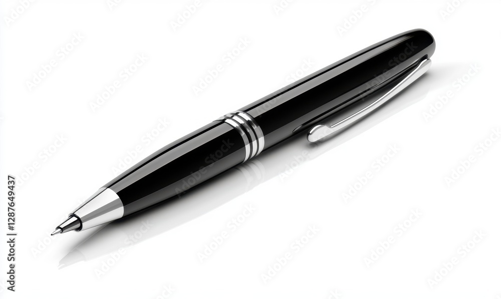 Black pen on white background for business, writing, or signing Black pen on white background for business, writing, or signing