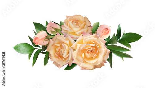 Yellow rose flowers and gre...