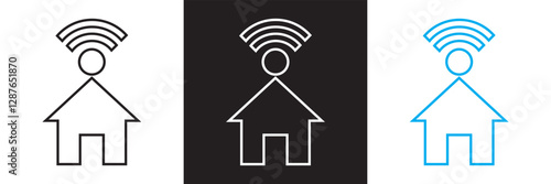 Smart Home icon. Icons related to smart home, smart door lock, smart phone, smart switch, keyless etc. Isolated on white and black background. Vector illustration. EPS 10