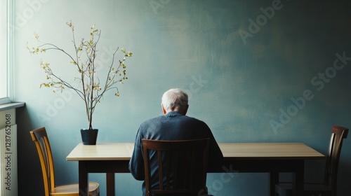 Dementia symptoms in a senior person showing signs of isolation. Featuring confusion and forgetfulness