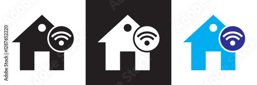 Smart Home icon. Icons related to smart home, smart door lock, smart phone, smart switch, keyless etc. Isolated on white and black background. Vector illustration. EPS 10