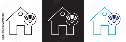 Smart Home icon. Icons related to smart home, smart door lock, smart phone, smart switch, keyless etc. Isolated on white and black background. Vector illustration. EPS 10