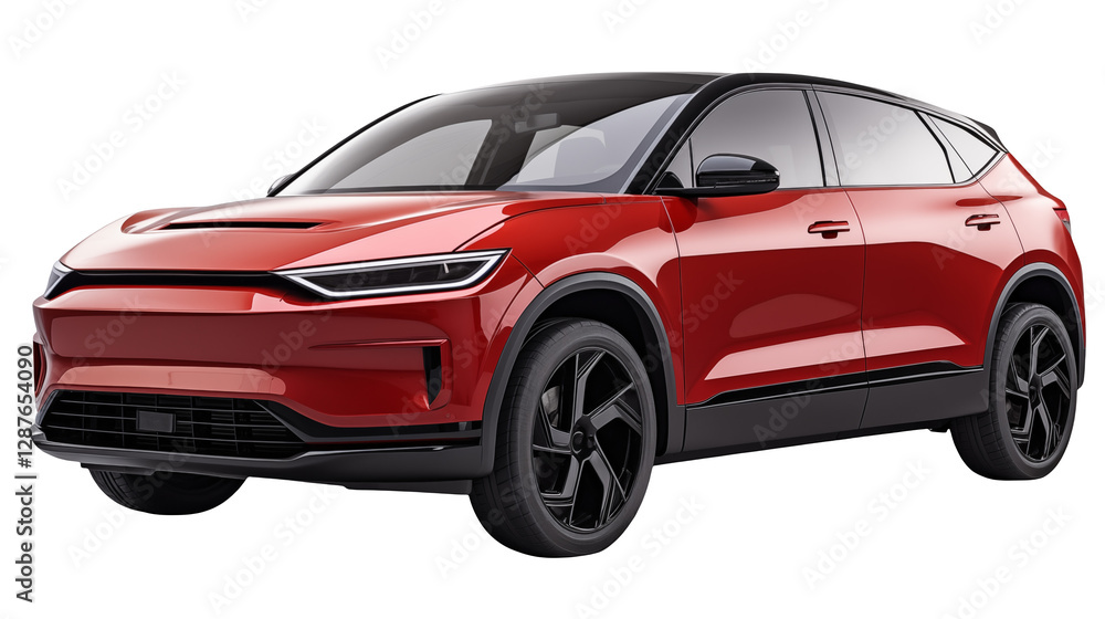 Red Electric SUV Modern Car Design Clean Energy Vehicle Eco Friendly Transportation Luxury Electric Crossover Red Electric SUV Modern Car Design Clean Energy Vehicle Eco Friendly Transportation Luxury Electric Crossover