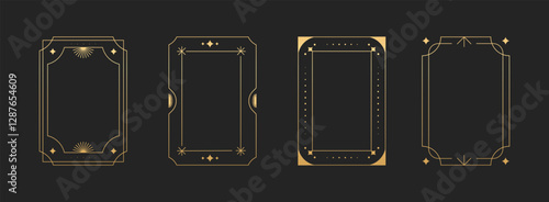 Geometric modern luxury line art deco minimalis frame collection. Vintage gold printable invitation template.