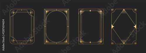 Geometric modern luxury line art deco minimalis frame collection. Vintage gold printable invitation template.