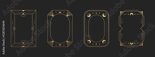 Geometric modern luxury line art deco minimalis frame collection. Vintage gold printable invitation template.