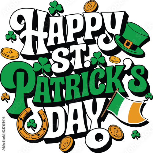 Happy St. Patrick's Day print with shamrocks. Funny Shamrock Irish Saint Patricks Day shenanigans  T-shirt design
