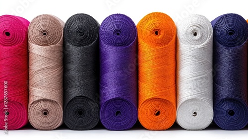 Colorful Sewing Thread Rolls on White Background photo