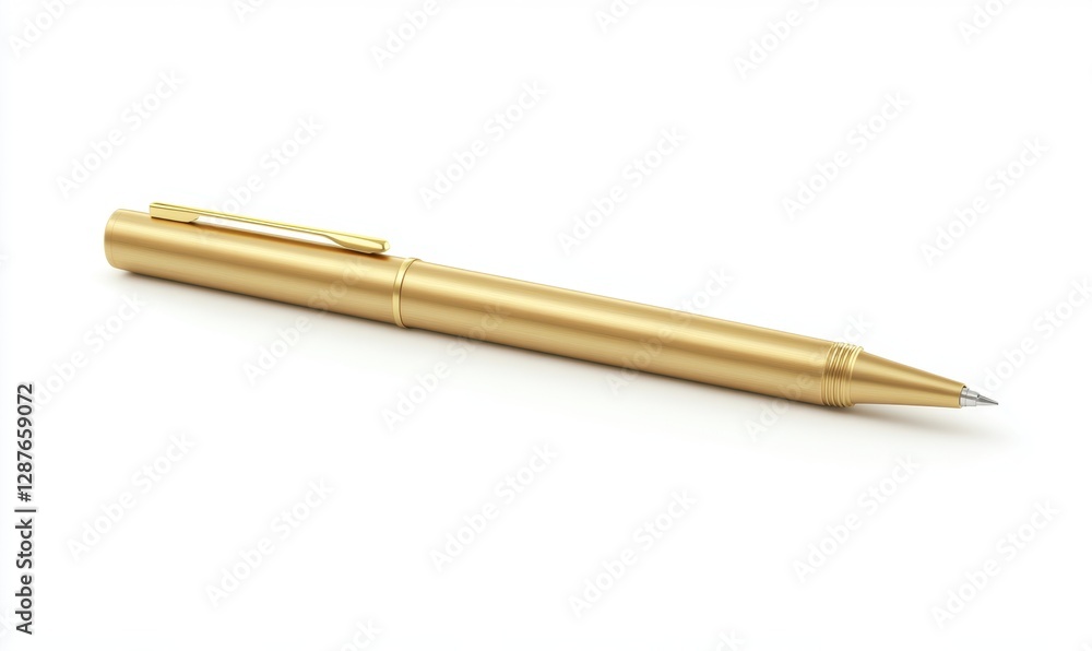 Gold pen on white background for business or writing Gold pen on white background for business or writing