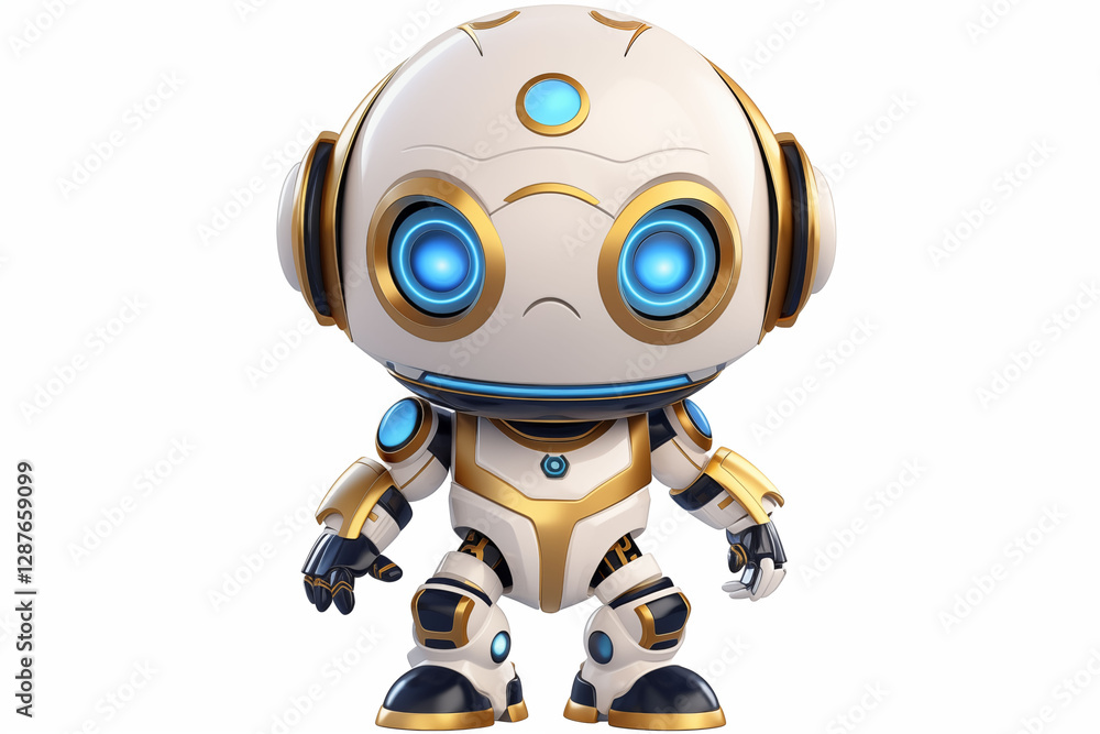cute little ai robot on a white background generative ai cute little ai robot on a white background generative ai