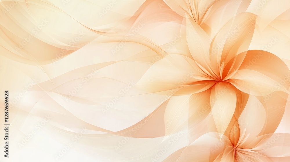 Abstract floral design with soft peach hues and flowing lines creating a serene background Abstract floral design with soft peach hues and flowing lines creating a serene background