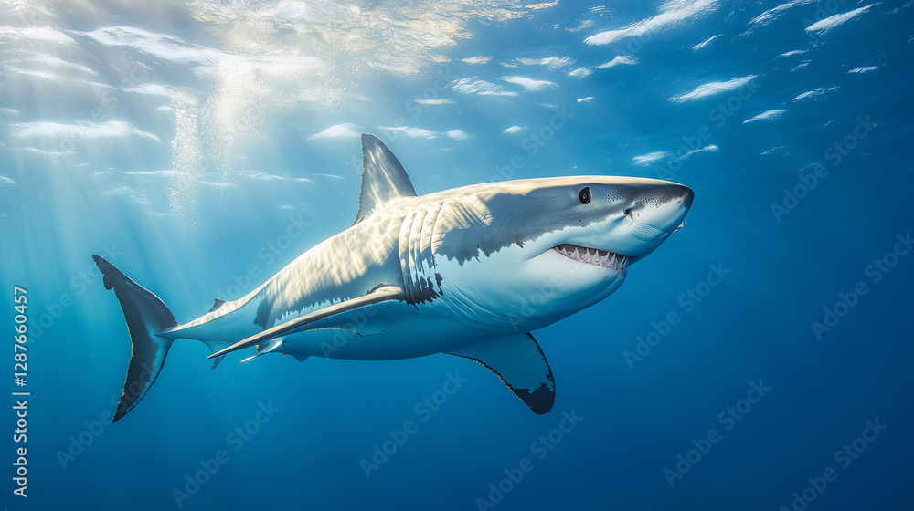 Obraz premium Atlantic white shark swimming underwater