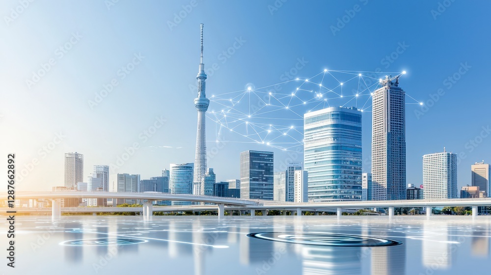 Obraz premium City Network Skyline (1)