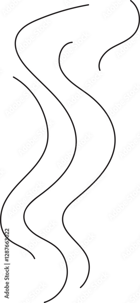 Steam and smoke line. Air wind and scent, heat waves or aroma from cooking food and hot coffee, gas and fumes. Steam swirls icon of doodle style vector illustration Steam and smoke line. Air wind and scent, heat waves or aroma from cooking food and hot coffee, gas and fumes. Steam swirls icon of doodle style vector illustration