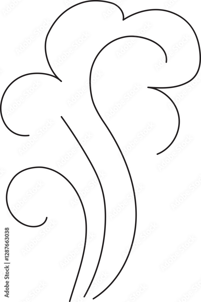 Steam and smoke line. Air wind and scent, heat waves or aroma from cooking food and hot coffee, gas and fumes. Steam swirls icon of doodle style vector illustration Steam and smoke line. Air wind and scent, heat waves or aroma from cooking food and hot coffee, gas and fumes. Steam swirls icon of doodle style vector illustration