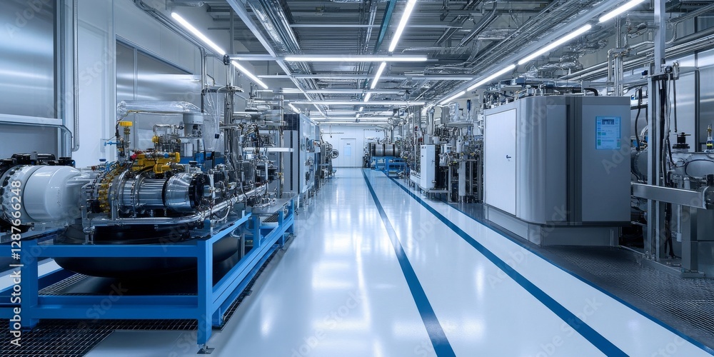 Fototapeta premium A scientific research lab analyzing emission samples from CNG and NGV engines, highlighting performance metrics