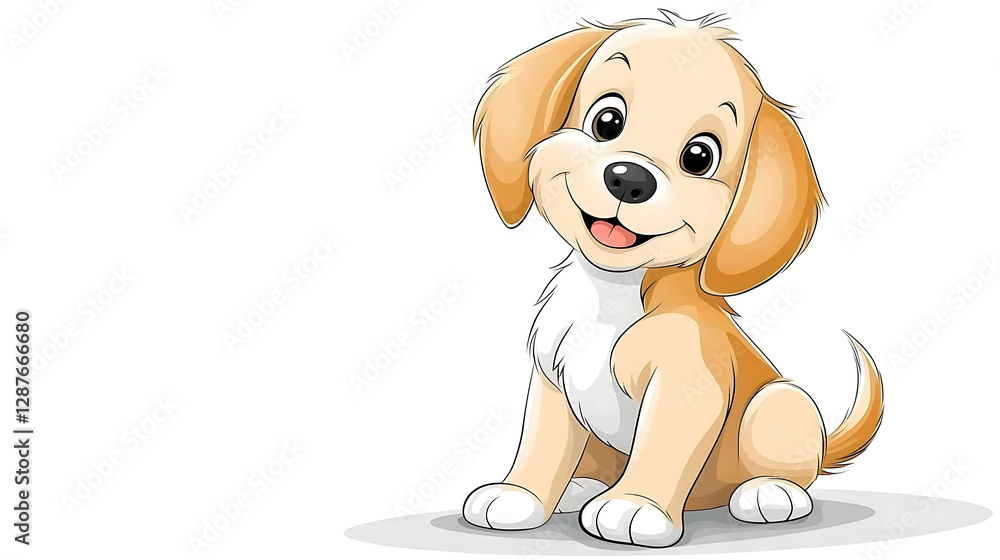 Obraz premium A cartoon dog is sitting on a white background. generated using AI