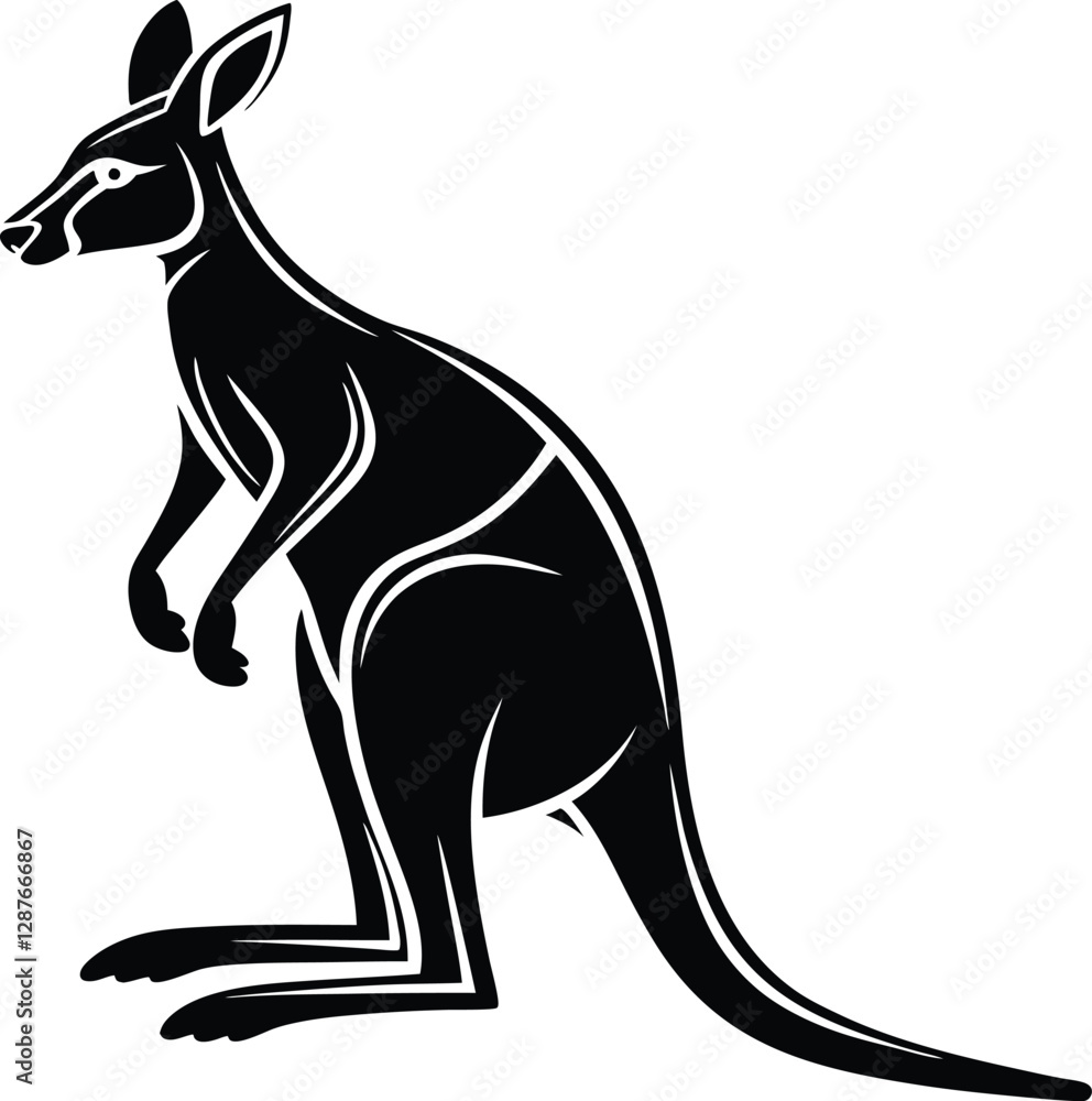 Fototapeta premium Kangaroo Silhouette, Vector Design, Kangaroo Icon