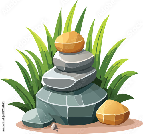 zen stones and bamboo
