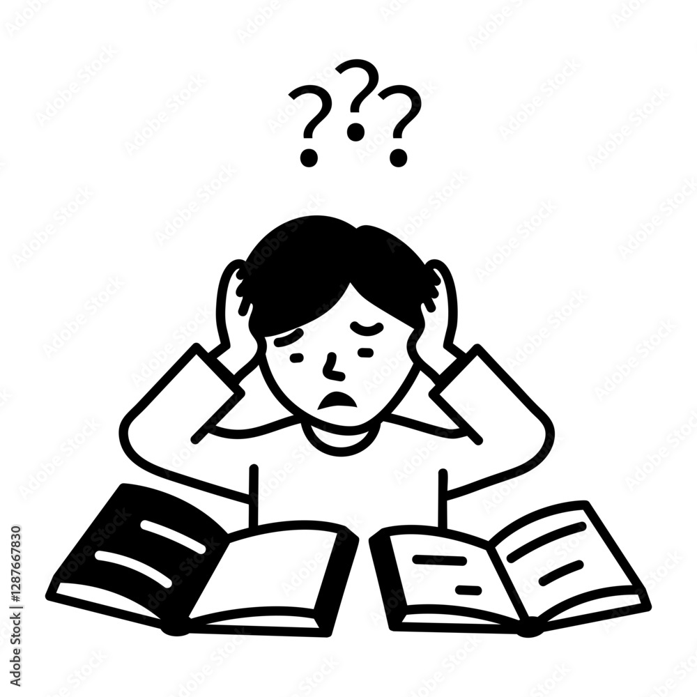 A hand drawn icon of confused student
A hand drawn icon of confused student