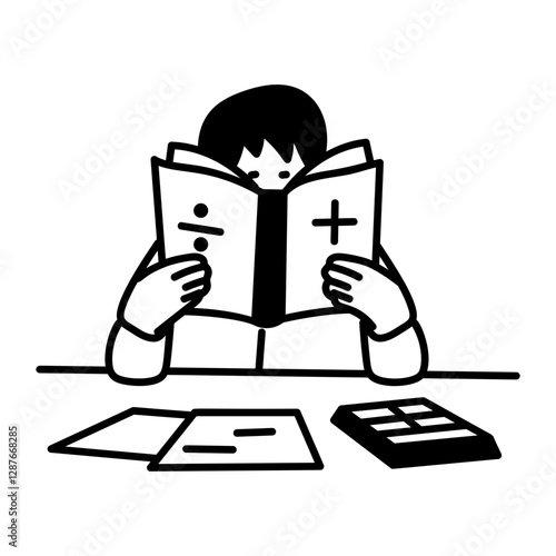 A hand drawn icon of math enthusiast 
