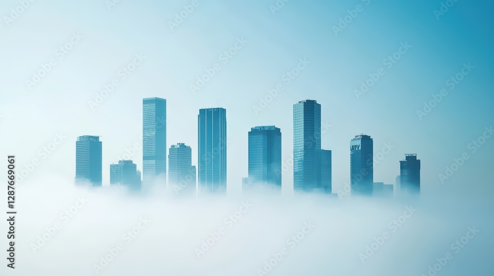 Urban Skyline Shrouded in Smog with CO2 Emissions Visible Urban Skyline Shrouded in Smog with CO2 Emissions Visible