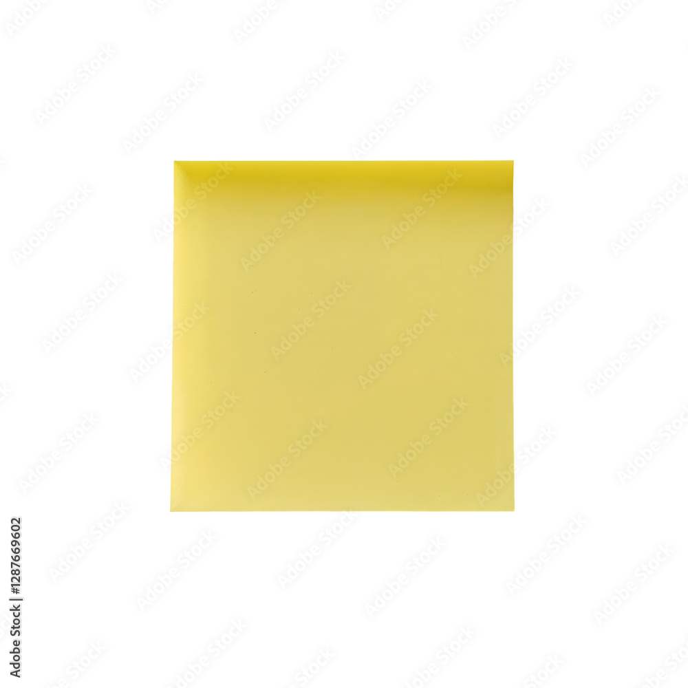 Square sticky note with a folded corner on clean white background, blank adhesive paper for quick messages Square sticky note with a folded corner on clean white background, blank adhesive paper for quick messages