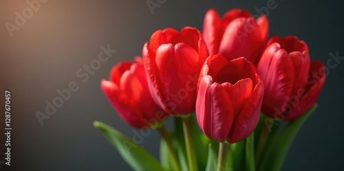 A bouquet of red tulips featuring a delicate heart shape, bouquet, tulips