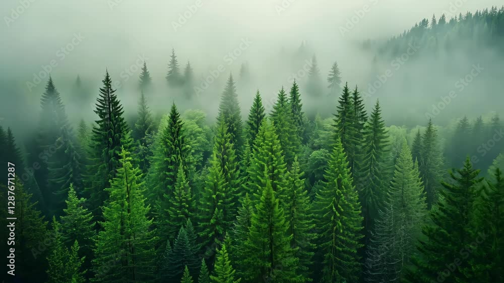 Misty Morning in Mountain Valley with Fog Over Lush Green Forest and Pine Trees Creating Serene Atmosphere and Peaceful Natural Beauty for Landscape Photography and Wall Art Inspiration Misty Morning in Mountain Valley with Fog Over Lush Green Forest and Pine Trees Creating Serene Atmosphere and Peaceful Natural Beauty for Landscape Photography and Wall Art Inspiration