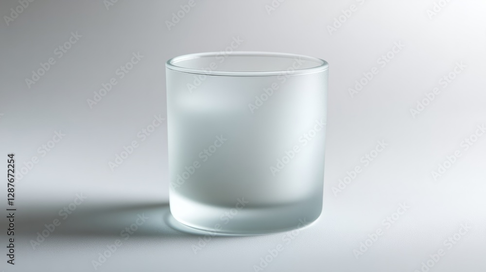 A cylindrical candle holder made of frosted glass, isolated on a white background A cylindrical candle holder made of frosted glass, isolated on a white background